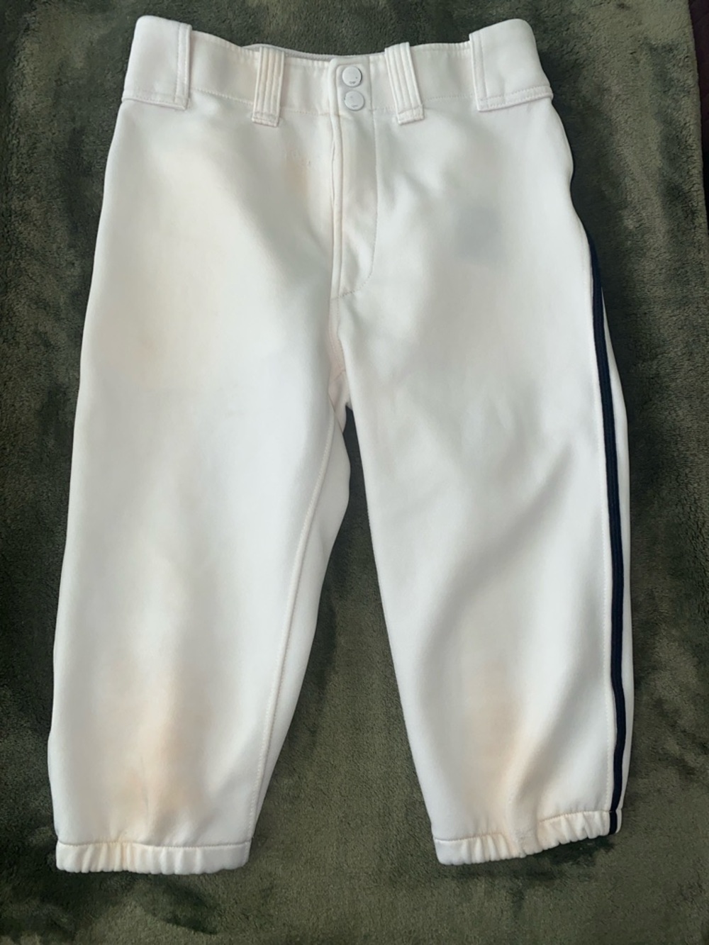 Kids Mizuno White Baseball Pants with Black piping